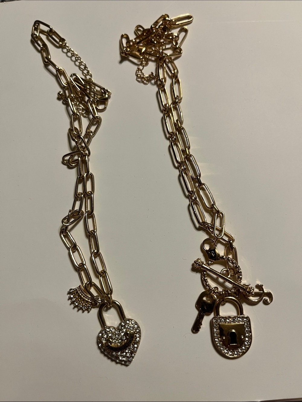 Juicy Couture Gold-Tone Heart & Padlock Charm Necklaces